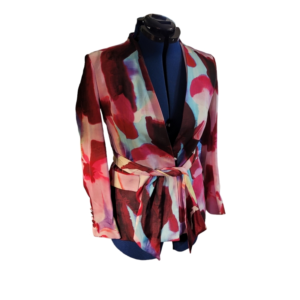 Zara Red and Blue Abstract Blazer